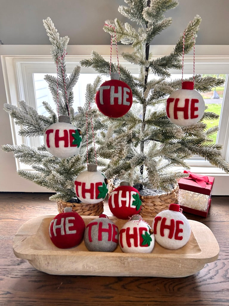 "THE" Scarlet with grey lettering