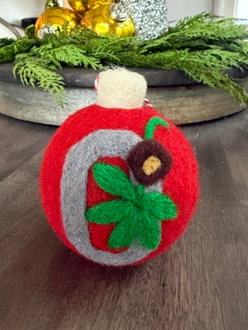 Block "O" - Scarlet with grey Block "O" and buckeye leaf