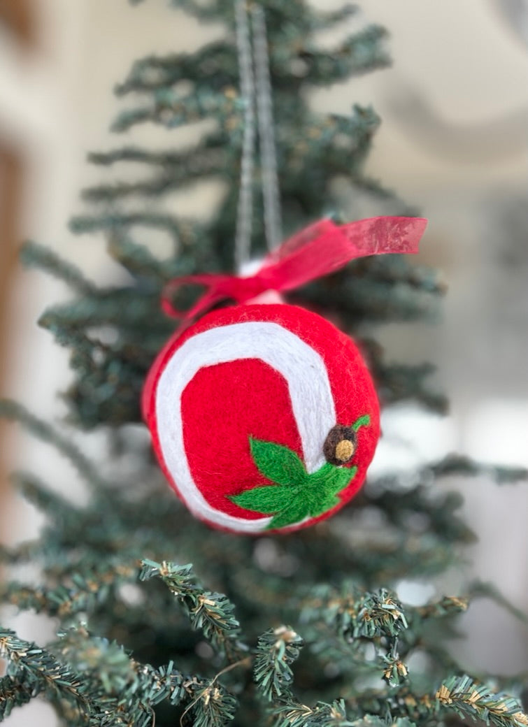 Block "O" - Scarlet with white Block "O" and buckeye leaf