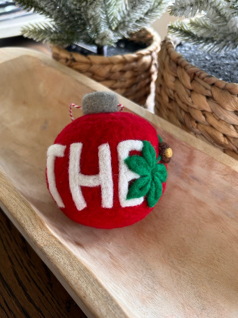 "THE" Scarlet with white lettering and buckeye leaf