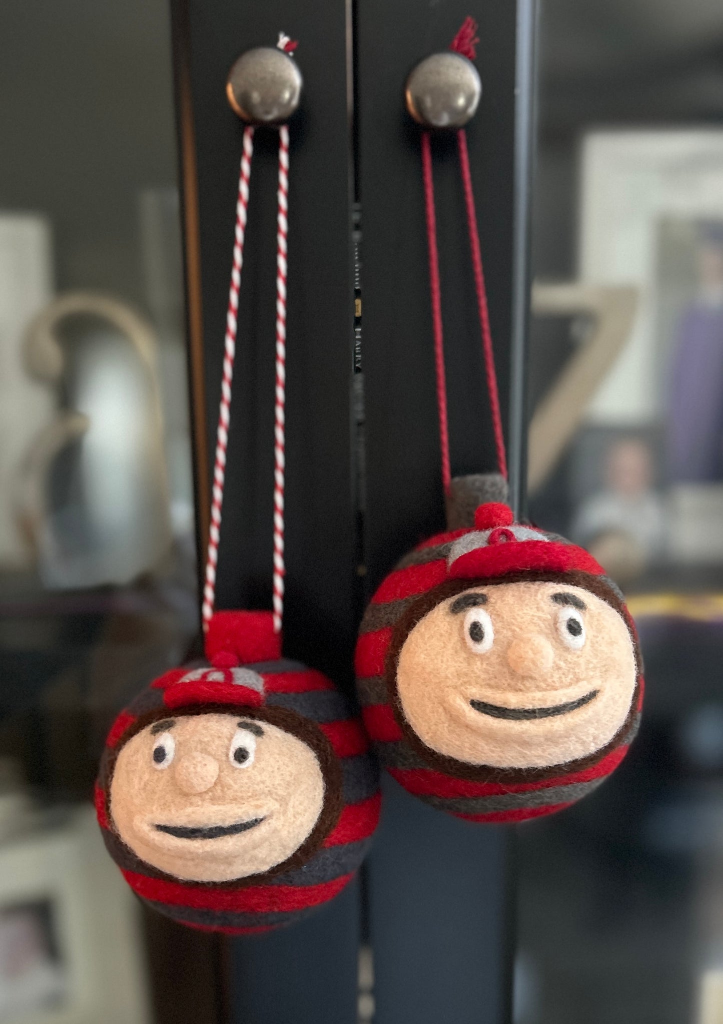 Brutus face on scarlet and grey rugby stripe