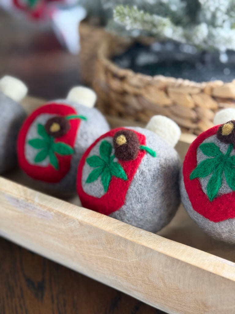 Block "O" - Grey with scarlet Block "O" and buckeye leaf