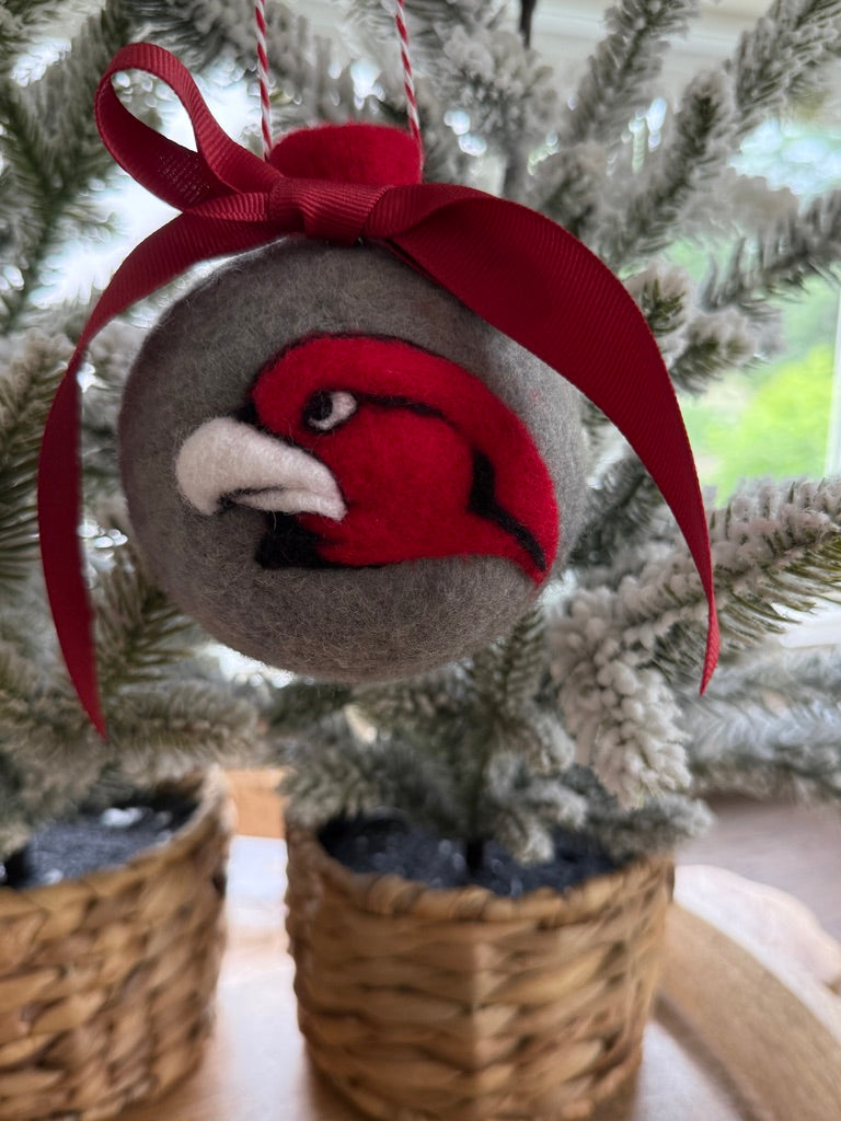 Miami University - Red "M" and RedHawk on grey