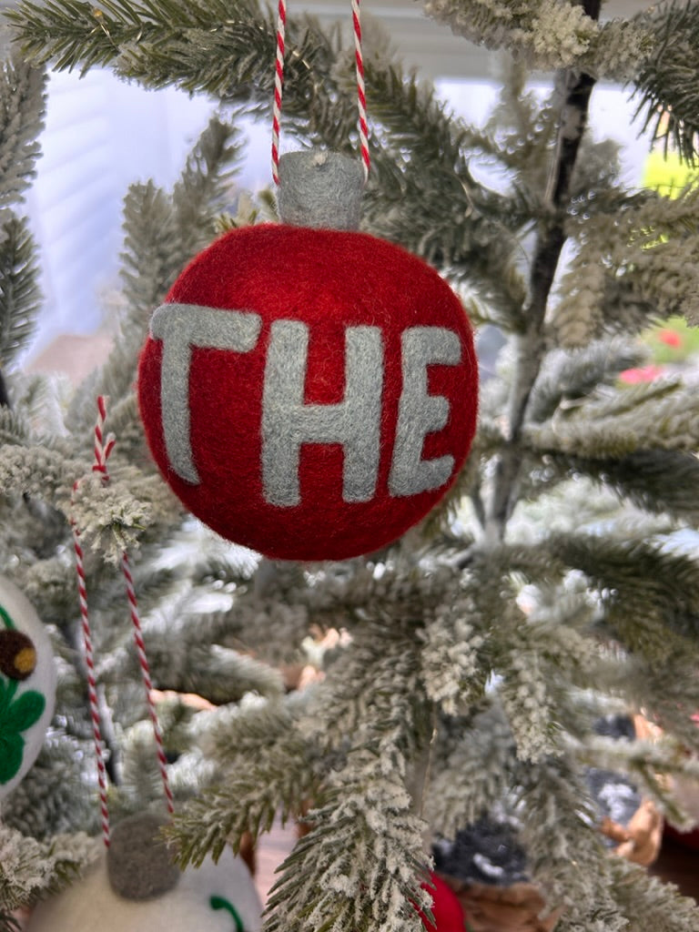 "THE" Scarlet with grey lettering