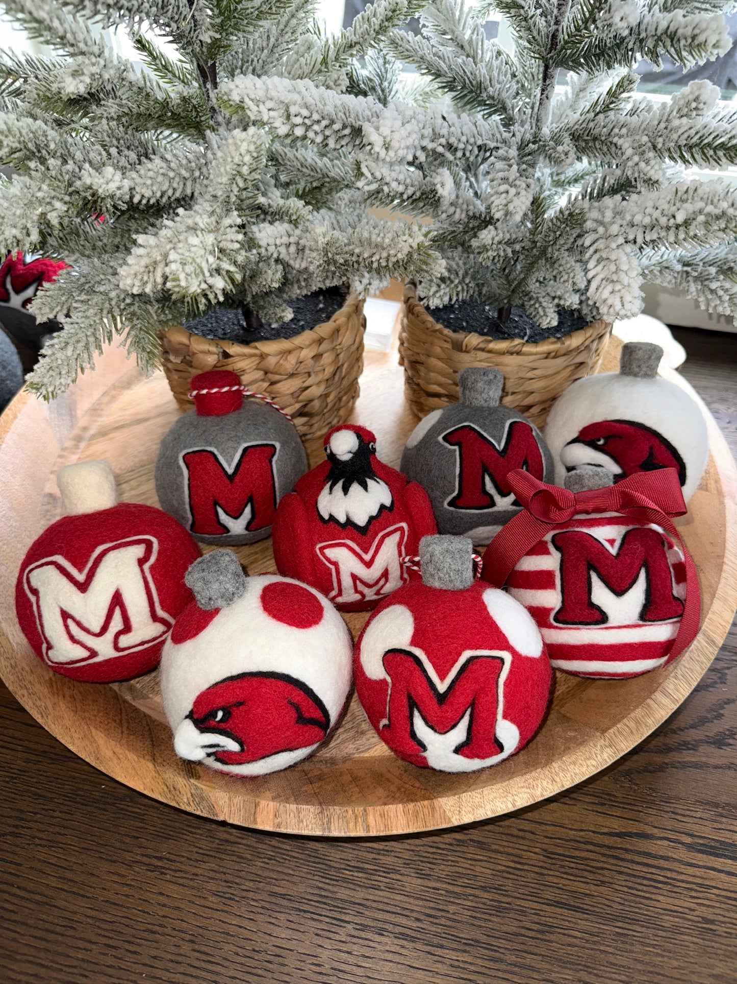 Miami University - Red "M" logo on grey with white dots