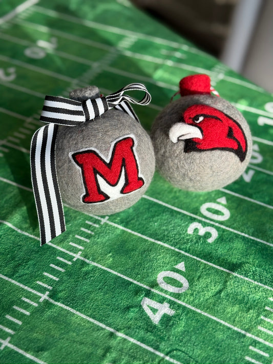 Miami University - Red "M" and RedHawk on grey