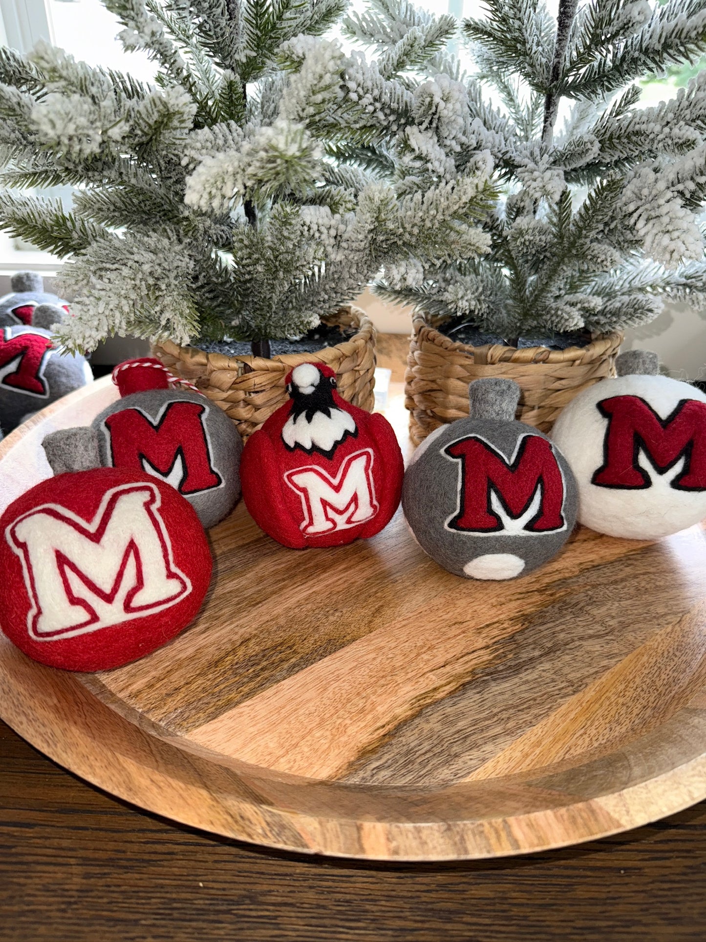 Miami University - Red "M" and RedHawk on grey